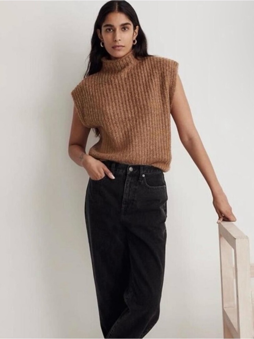 Madewell - Stimpson Sweater Vest - Size L- Heather Toffee